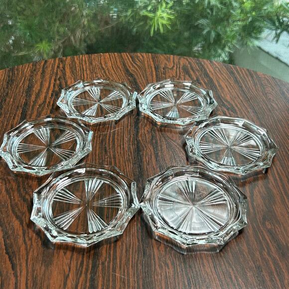Vintage French Riem Glass Coasters Set of 6 – Starburst Cut Design Tableware - Picture 10 of 10